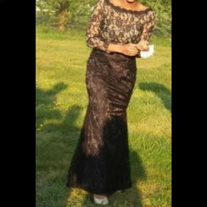 Black lace prom dress.
